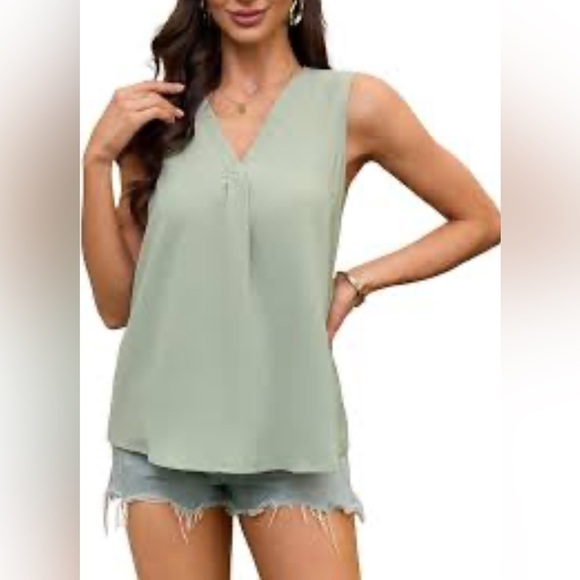 MINE Sage Green Tank Top with Relaxed Fit L - Picture 2 of 9